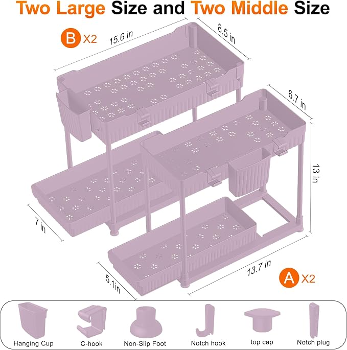 Sevenblue Under Sink Organizer, Bathroom Organizers and Storage, 2 Tier - Image 4