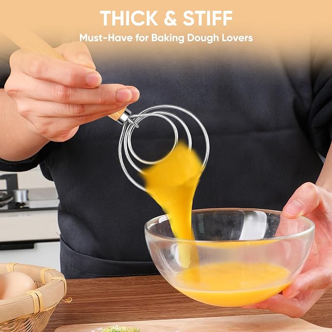 Maxjoy Danish Dough Whisk Wooden Dutch Bread Mixer - Image 5