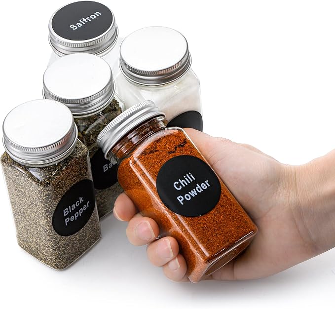 WUWEOT 24 Pack Plastic Spice Jars, 4 oz Spice Bottle Square Seasoning Containers - Image 3
