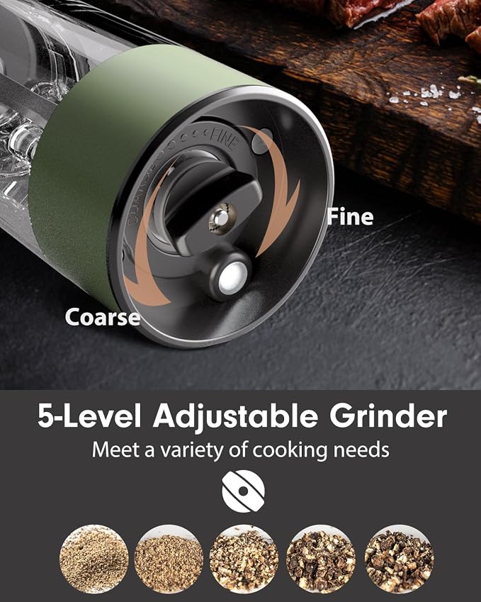 TOMEEM Upgraded Larger Capacity Electric Salt and Pepper Grinder Set - Image 4