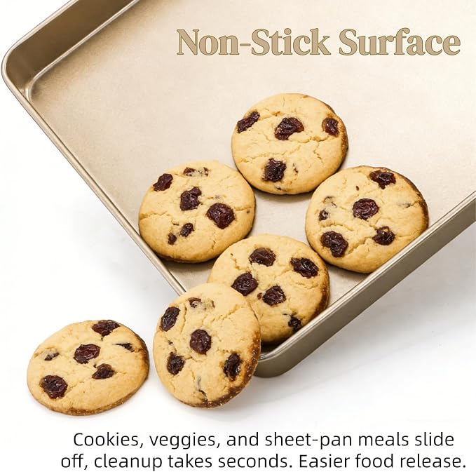 Dicunoy 3 Pack Baking Sheet Pans 11 Inches x 11 Inches, Nonstick Square Baking - Image 4