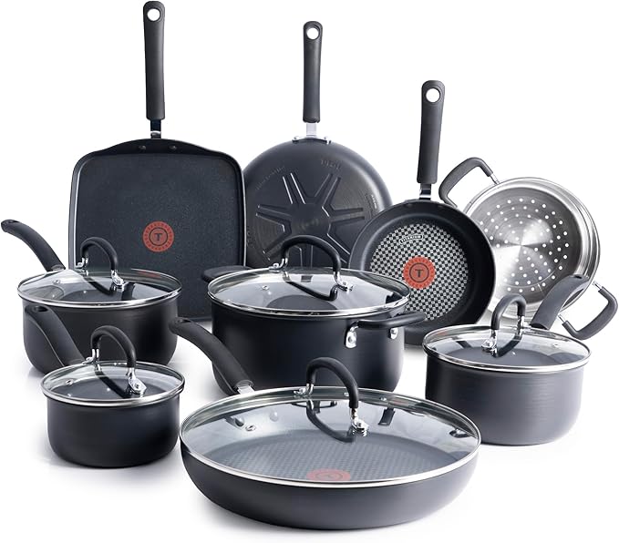T-fal Ultimate Hard Anodized Nonstick Pots and Pans Set 14 Piece, Oven Broiler by T-falbrand