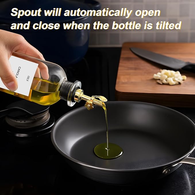 Olive Oil Dispenser Bottle for Kitchen - 350ml Glass Oil & Vinegar Cruet Set - - Image 3