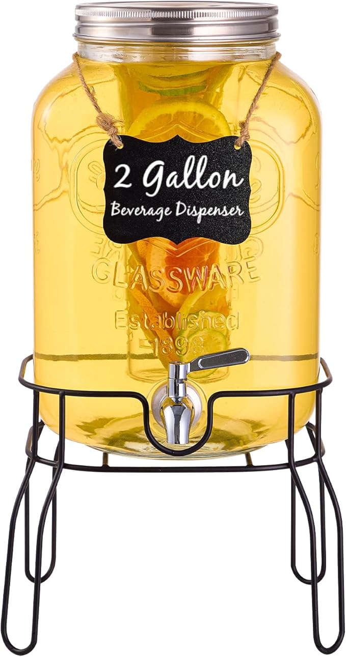 2 Gallon Glass Drink Dispensers by Unknown