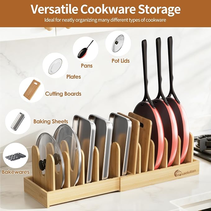 Housolution Bamboo Pot and Pan Organizer - Image 2
