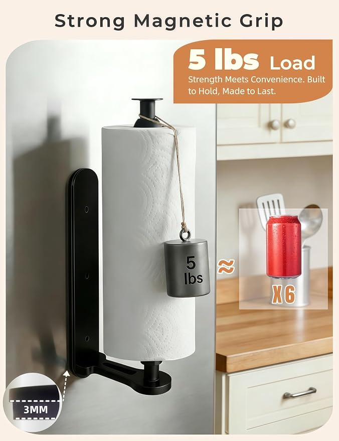 Magnetic Paper Towel Holder, One-Handed Tear Paper Towel Holder - Image 2