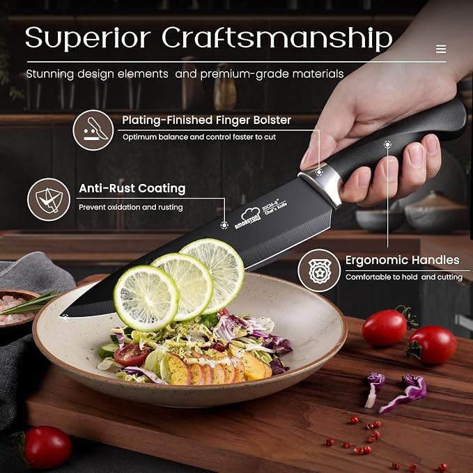 Knife Set, Amorston 21 Pieces Kitchen Knife Set - Image 4