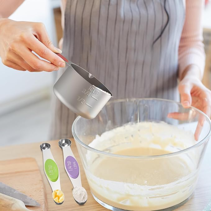 Magnetic Measuring Cups and Spoons Set, 5 Stainless Steel Measuring Cups - Image 7