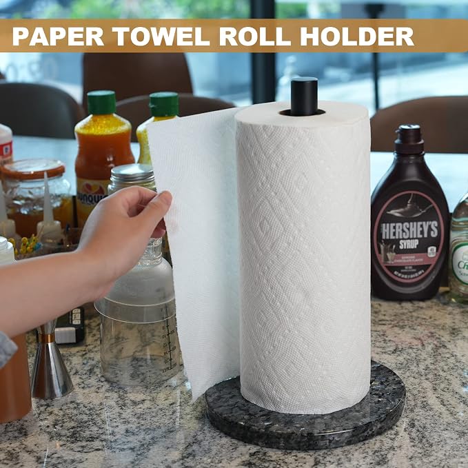 Koville Luxury Norway Granite Paper Towel Holder Countertop, Metal Rod 8" - Image 4