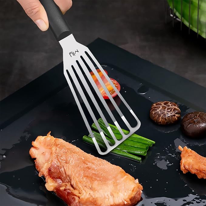 MIU Fish Spatula Stainless Steel, Slotted Flexible Metal, Lightweight Barbecue - Image 4