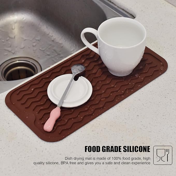 Silicone Dish Drying Mat, Non-Slip Easy Clean Sink Mat Large Heat-resistant - Image 6