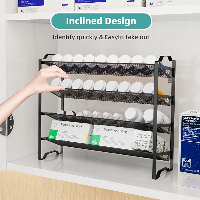 Simple Trending 2 Pack 4 Tier Spice Rack Organizer, Stackable Kitchen Counter - Image 7