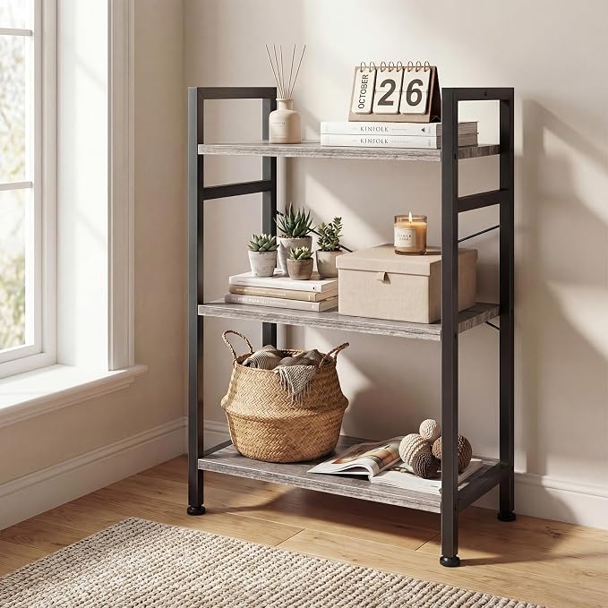 DUMOS 3 Tiers Bookshelf, Classical Book Shelf, Tall Display Shelves in Living - Image 2