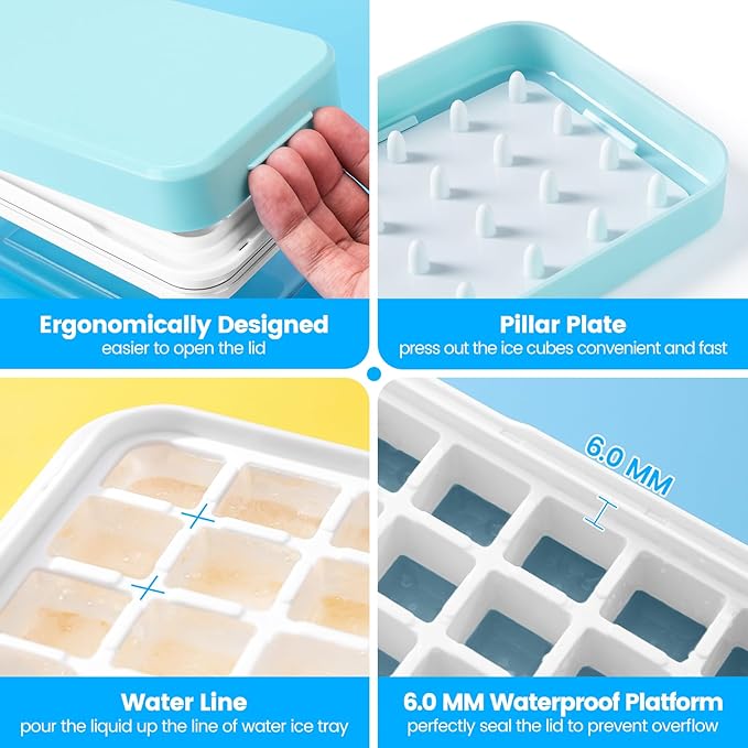 Ice Cube Tray with Lid and Bin, PHINOX 84 pcs Ice Trays - Image 6