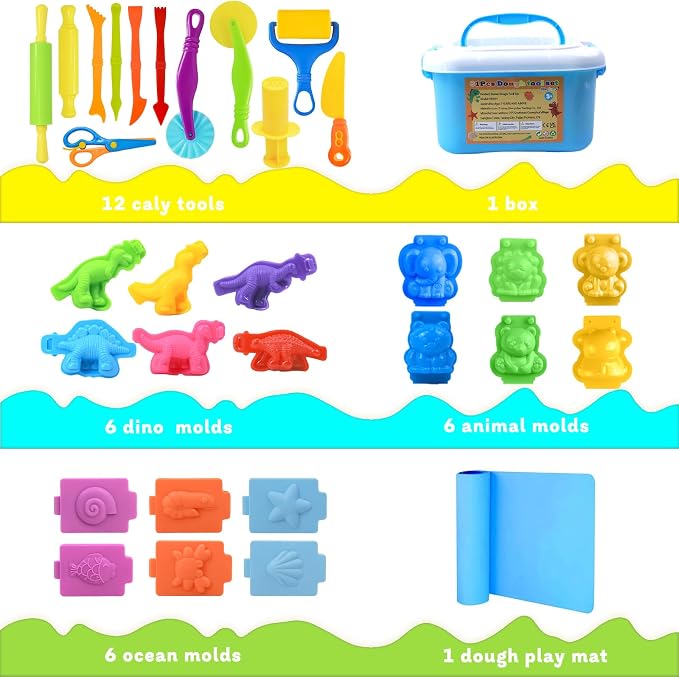 Dough Tool Set, Dough Accessories Includes Storage Container, 3D Animal - Image 6