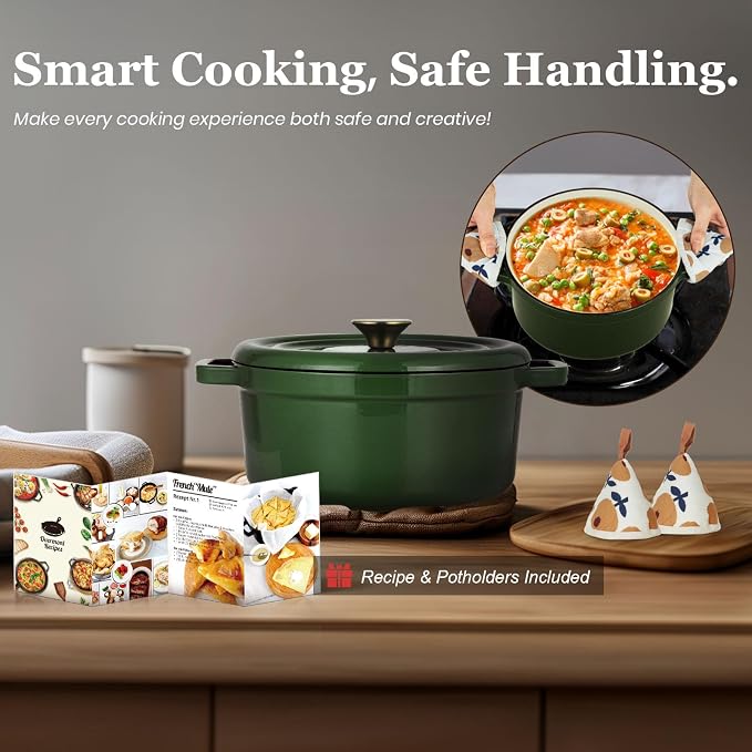 Overmont Enameled Cast Iron Dutch Oven - 5QT Pot - Heavy-Duty Cookware - Image 5