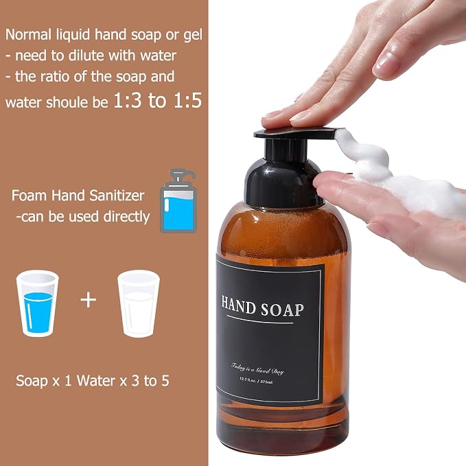 rejomiik 2 Pack Foaming Soap Dispenser Thick Glass Foam Hand Soap Dispenser - Image 2