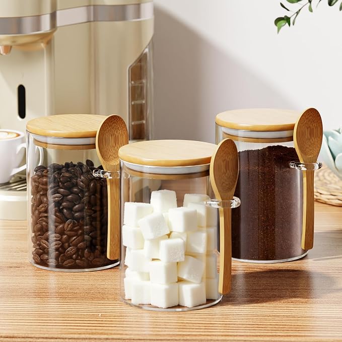 Glass Sugar Container with Spoon - Image 3