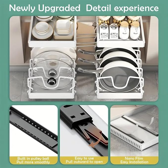 AmoiChic 2 Pack Pull Out Cabinet Organizer - Image 6