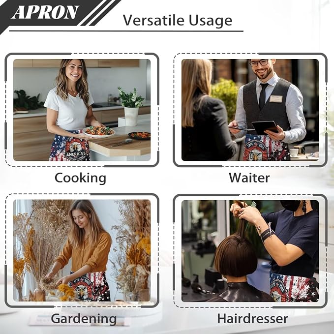 Server Apron with 3 Pockets, Waterproof Oil Waitress Waiter Half Apron - Image 5