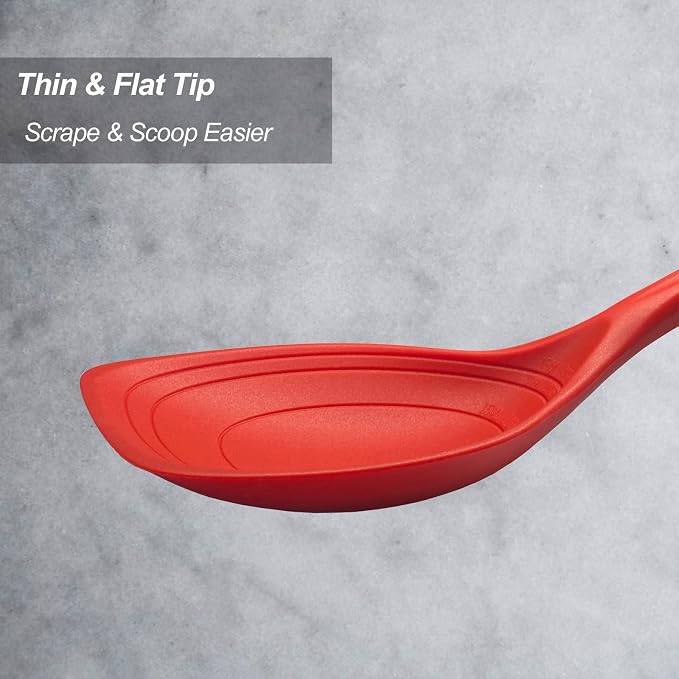 2 Pack Large Silicone Cooking Spoon, Non-Stick Slotted and Solid Spoon set - Image 4
