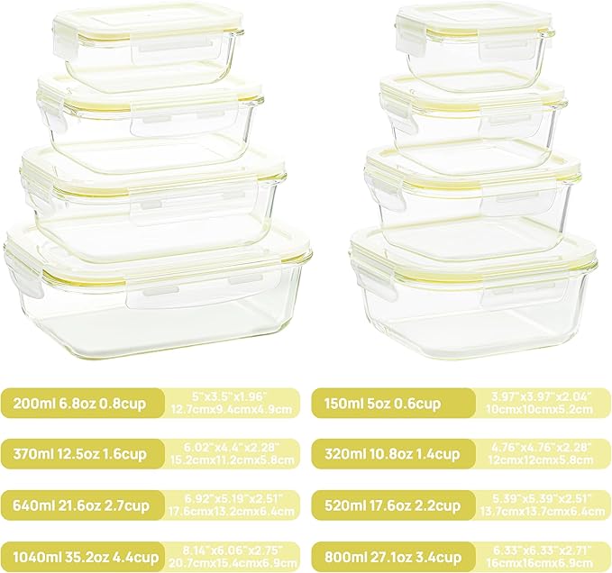 Vtopmart 8 Pack Glass Food Storage Containers - Image 2
