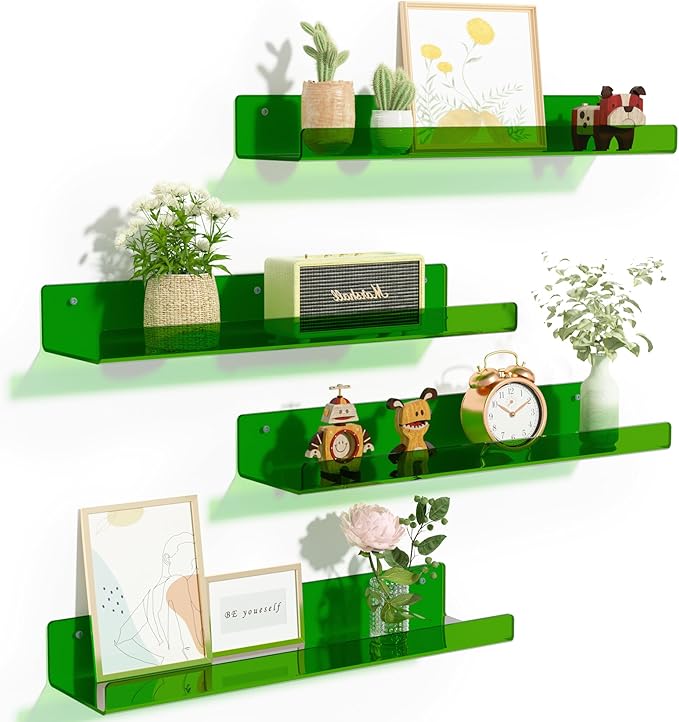 upsimples Acrylic Shelves for Wall Decor, Living Room, Floating Bookshelves for by upsimples