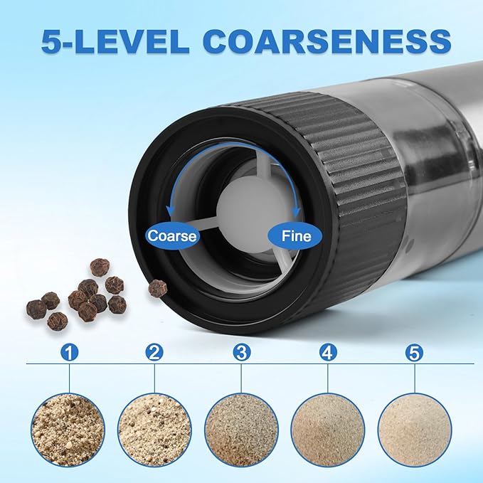 2 Pack Electric Salt and Pepper Grinder Set, Salt and Pepper Shakers - Image 3