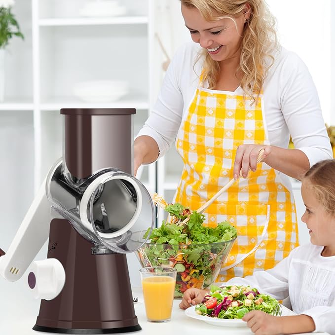 Ourokhome Rotary Cheese Grater Hand Crank, Kitchen Shredder Speed Mandolin - Image 9