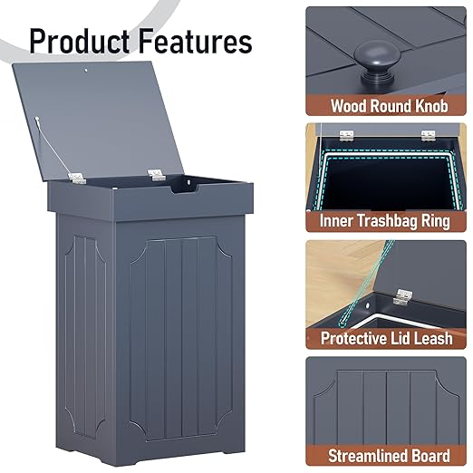 Function Home Trash Can Cabinet, 13 Gallon Kitchen Garbage Can, Wood Recycling - Image 7