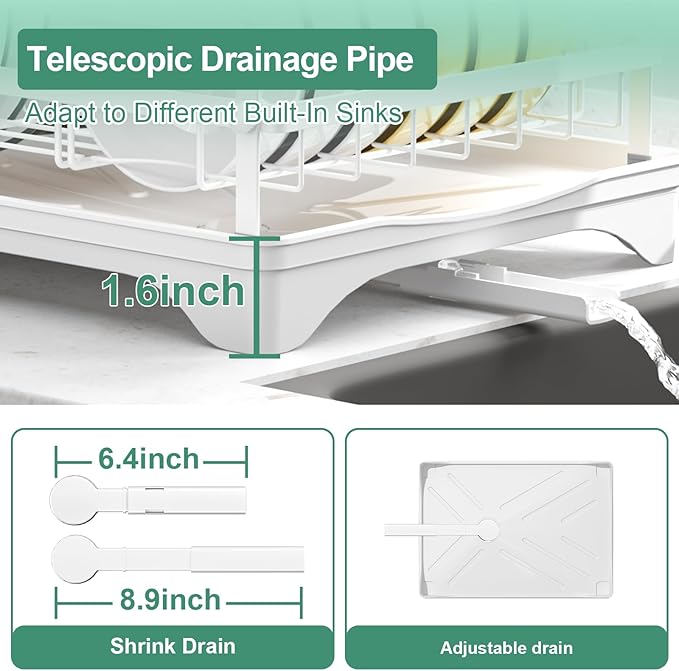 Dish Drying Rack, Dish Racks for Kitchen Counter, Metal Dish Drainer - Image 4