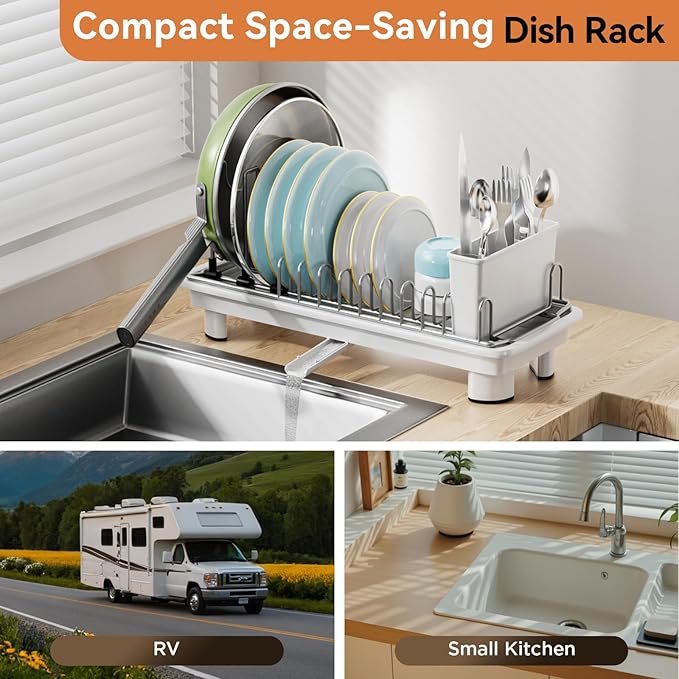 Laveshop Small Dish Drying Rack, Compact Dish Drainer - Image 3