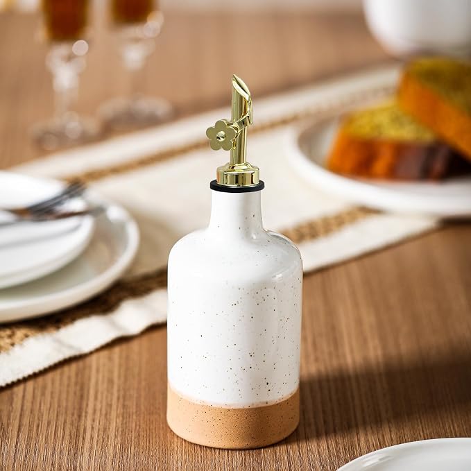HOMCDALY Ceramic Olive Oil Dispenser Bottle, 16oz Oil Dispenser Bottle - Image 4