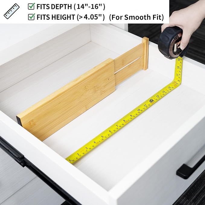 Utoplike Bamboo Dresser Drawer Dividers, Spring Loaded, Works in Kitchen - Image 6