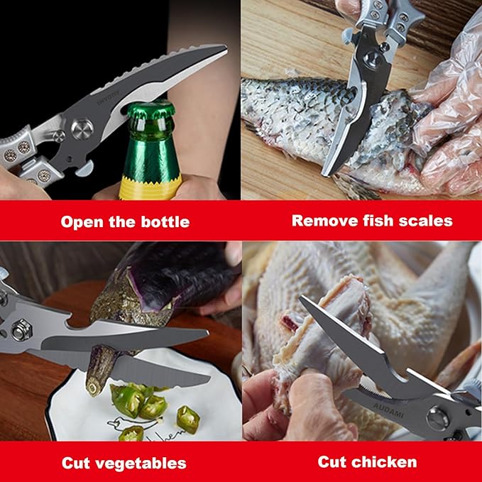 2 Pack Kitchen Shears, Heavy Duty Stainless Steel All-Purpose Poultry Meat - Image 4