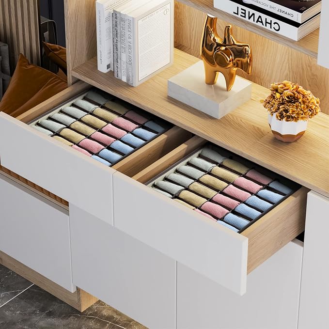 Joyoldelf Drawer Organizer 2 Packs, 24 Cell Collapsible Closet Cabinet Storage - Image 2