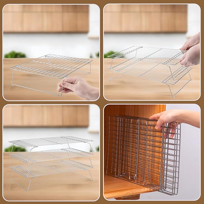 Cooling Rack for Baking 3 Tiers, Stainless Steel Baking Cooking Cooling Racks - Image 5