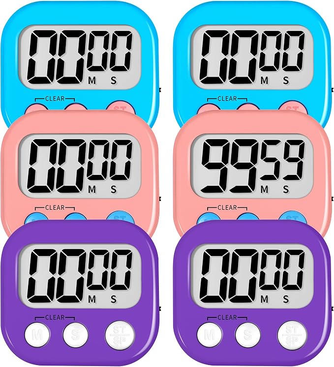 ZILLEN 6 Pack Kitchen Timers for Cooking Digital Classroom Timers for Kids by ZILLEEN