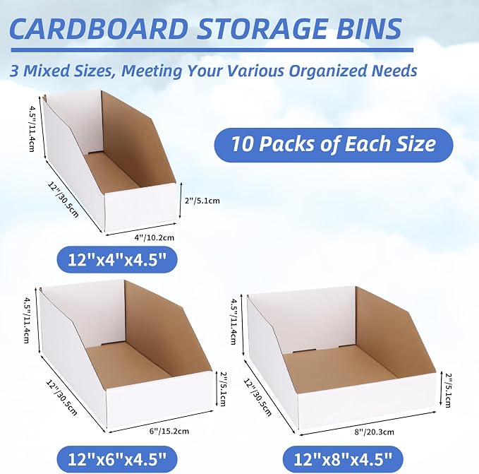 ZBEIVAN Cardboard Storage Bins Boxes 30 Packs, Easy Assembly Pantry Organizer - Image 2