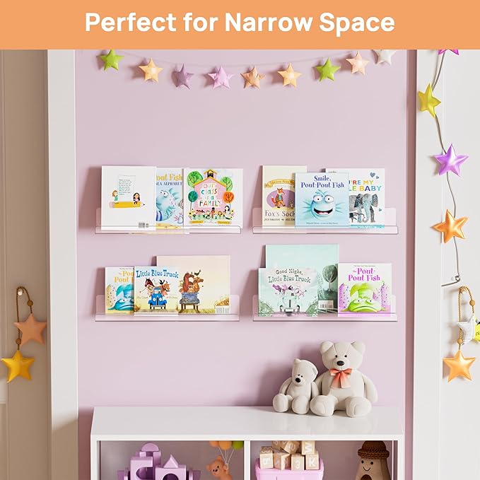 upsimples Acrylic Shelves for Bathroom Storage, Make up, Kids Bookshelf for - Image 6