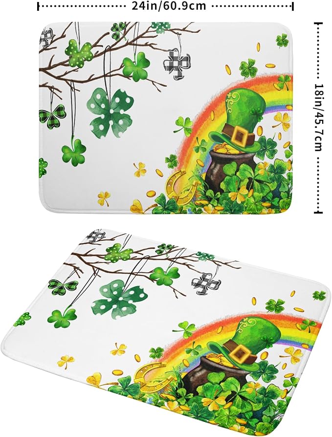 Giwawa St Patrick Dish Drying Mat Large Lucky Clover Tree Shamrock Dish Drainer - Image 2