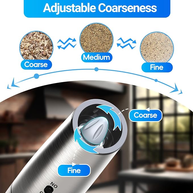 MealHelper Rechargeable Gravity Electric Salt and Pepper Grinder Set - Image 3