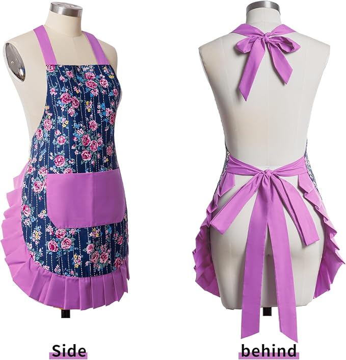 Vintage Floral Apron for Women - Image 2