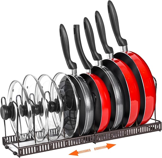Pot Rack Organizer -Expandable Pot and Pan Organizer by ROOHUA