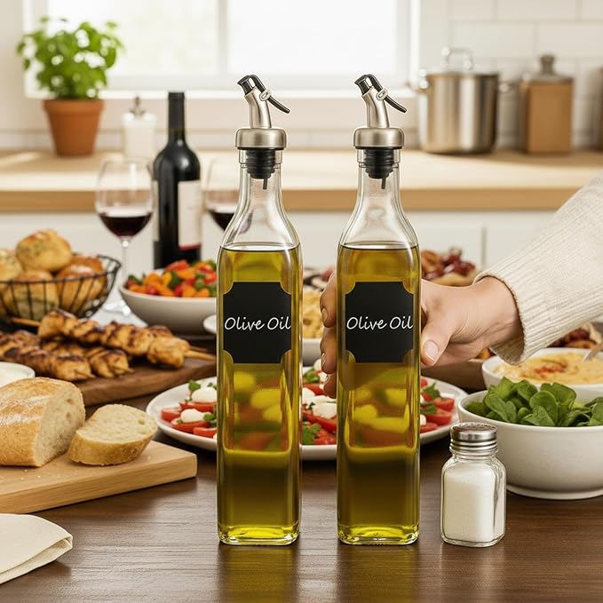 WERTIOO Olive Oil Dispenser Bottle, 2 Pack 17oz Oil and Vinegar Dispenser Set - Image 6