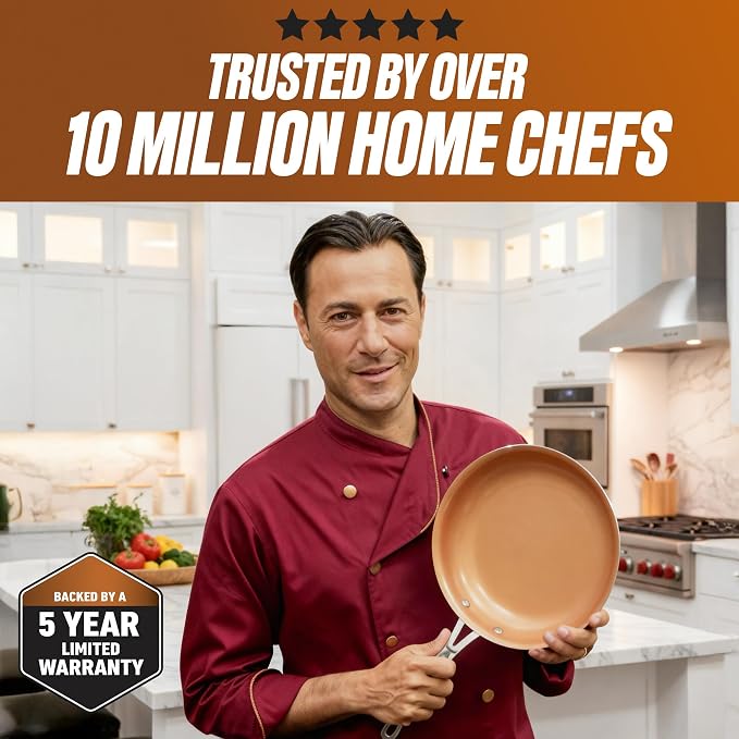 Gotham Steel Non Stick Frying Pan, 12.5” Ceramic Frying Pan Nonstick, Long - Image 4
