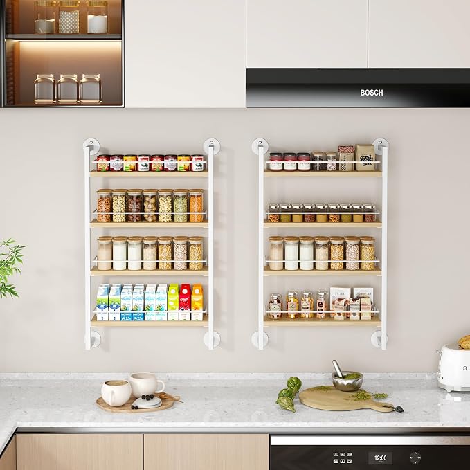 IBUYKE Spice Rack Wall Mount, 4 Tier Hanging Seasoning Organizer, Spice Rack - Image 8
