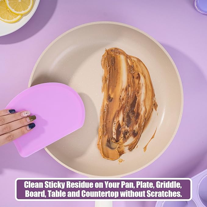 Silicone Dough Scraper with Stainless Steel Sheet, Curved Edge Flexible Bowl - Image 6
