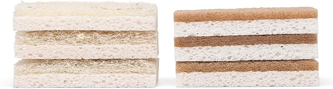 Full Circle Nutcase, Plant-Based Scrubber Sponges – Pack of 6 – 3 Walnut & 3 by FULLCIRCLE