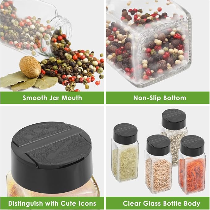 Saiveina 12 Pack Glass Spice Jars - Image 3